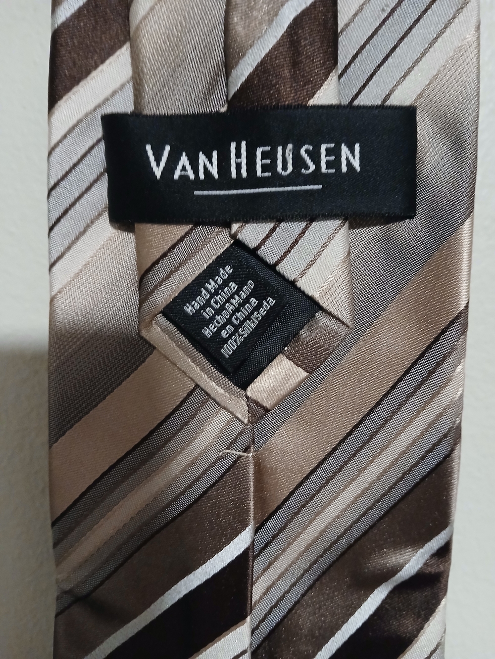 Van Heusen Men’s Striped Brown Silk Tie - Picture 2 of 3